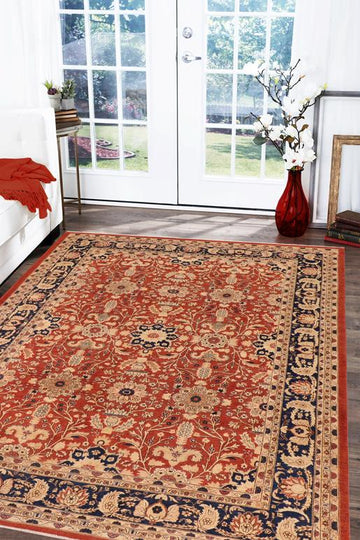 handmade Traditional Kafkaz Chobi Ziegler Rust Drk. Blue Hand Knotted RECTANGLE 100% WOOL area rug 10 x 14